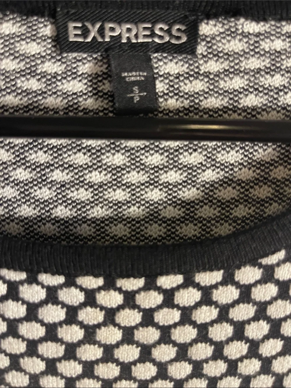 Express Black & White Open-Weave Crewneck Sweater - Picture 2 of 7